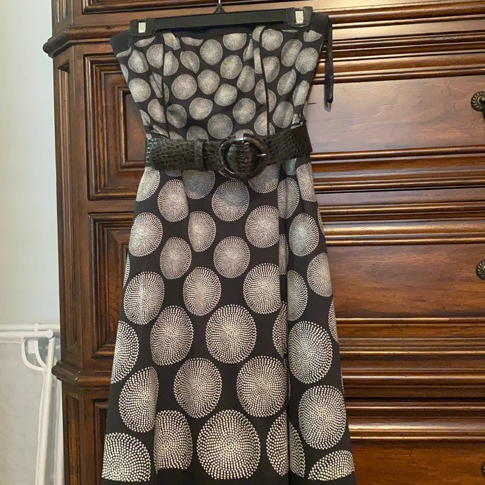 Strapless black and white sundress